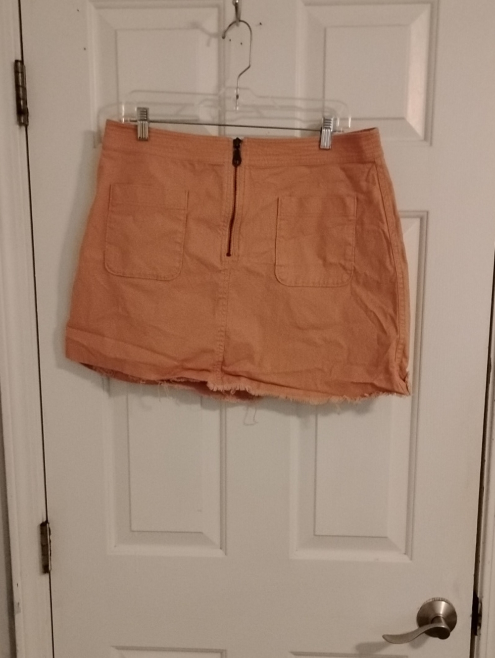 Madewell Peach Mini Skirt with Front Zipper Detail